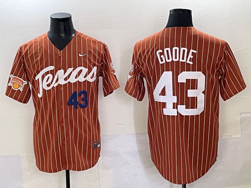 Men 2025 Texas Longhorns #43 Goode Brown stripe Joint Name Nike NCAA Jersey style 11->ncaa teams->NCAA Jersey